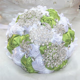Bling Satin Rose Bridal Wedding Bouquets Crystal Bridal Bouquets