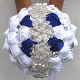 Royal Blue Wedding Bridal Bouquets Satin Crystal Wedding Bouquet with bling