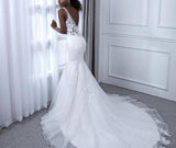 Bling Lace Mermaid V-Neck Wedding dress, Sexy Sleeveless Bridal Gown