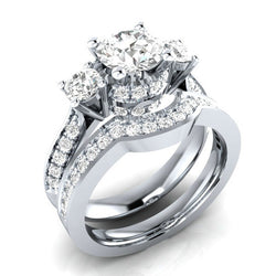 14K Gold Peridot Diamond Ring Set  for wedding engagement bride