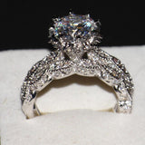 Luxury Jewelry Diamonique 925 Sterling Silver Wedding Topaz CZ Diamond Women Bridal Ring set