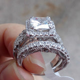 2.8 Ct Princess Cut CZ Solid 925 Sterling Silver Wedding ring set