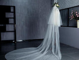 Tulle 2 layers long Wedding Bridal  veils 3 meter Two tier bridal veils