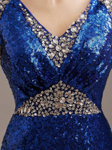 Sequined Lace up prom Dresses at Bling Brides Bouquet online Bridal Store