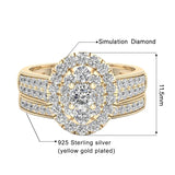 Romantic crystals extra large sized Zircon Ring Set Bridal Engagement rings