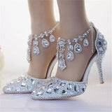 Crystal rhinestone ankle strap Wedding heels