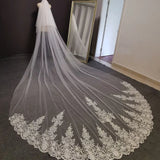 2 T Long Lace Wedding Veil Bridal Veil with Comb