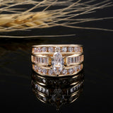Engagement wedding round large crystal ring