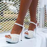 12 cm Elegant Pearl wedding bridal Sandals
