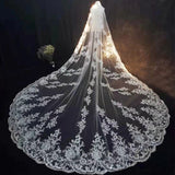 Bridal Veil With Comb Cathedral Lace Edge Elegant Veil