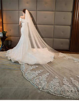 Cathedral  Long Wedding Veil White Ivory lace Bridal Veil