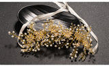 Luxury Gold Women Crystal Tiara Pearl Wedding Hairband