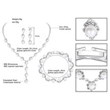 Silver Pearl & Crystal Necklace, Earrings & Bracelet Set