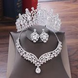 Bling Bridal Jewelry Sets Crystal Tiaras Necklace Earring Set