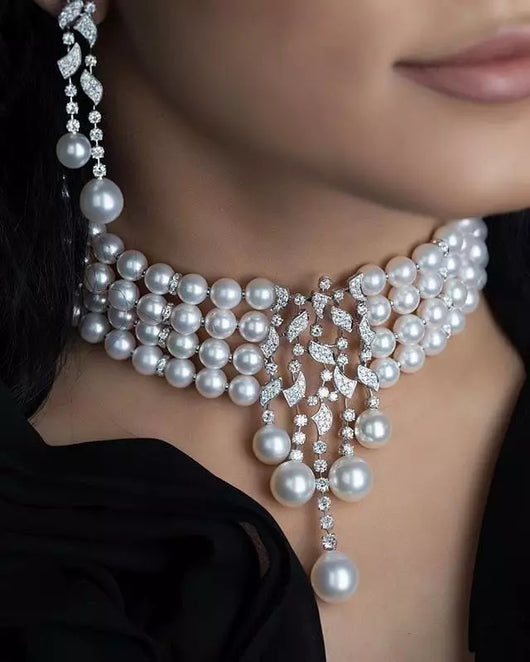 Luxury Crystal and pearl Wedding Jewelry Sets for brides