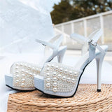 12 cm Elegant Pearl wedding bridal Sandals