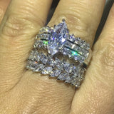Marquise Wedding Bridal Ring Set Engagement Wedding  Rings