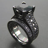 Black  Gothic Zircon Stone Wedding  Ring Set for bride