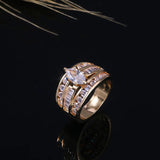 Engagement wedding round large crystal ring