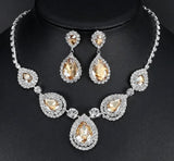 Teardrop Bridal Jewelry Sets Crystal Wedding Necklace Earrings Sets Engagement Jewelry