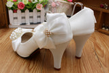 Bling Bridal Bow Tie pearl chain crystal bridal wedding shoes