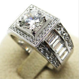 Sterling silver mens Wedding  Ring 1ct Diamonique 5A Zircon Cz Engagement wedding band
