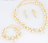 Simulated Pearl Bridal Jewelry Set  Earrings Bracelets Necklace Sets