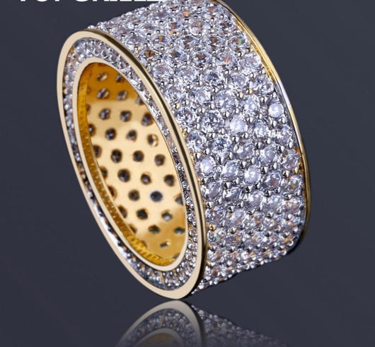 Zircon Round Wedding /engagement  Ring Full Iced Out Bling wedding ring for men