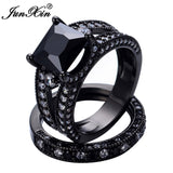 Black Zircon Ring Sets Gothic  Wedding Rings For women