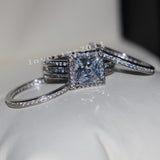 AAAAA zircon cz ring 925 Sterling Silver Women Engagement Wedding Band Ring set