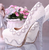 White crystal heel wedding shoes  Bridal  wedding  pumps