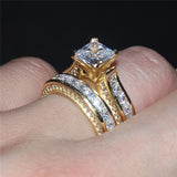 Crystal Engagement Wedding  Rings At Bling Brides Bouquet color Silver