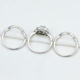 2.1Ct 3Pcs Solid 925 Sterling Silver Stunning Wedding Ring Set