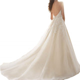 Sexy Wedding Gown  Halter Crystals Waist Lace Appliques Wedding Dress