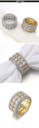 Zircon CZ Crystal Wedding Band Ring Unisex Ring for Women & Men Gold Silver Color