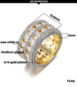 Zircon CZ Crystal Wedding Band Ring Unisex Ring for Women & Men Gold Silver Color
