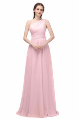 Long Chiffon one shoulder Bridesmaid Dress At Bling Brides Bouquet - Online Bridal Store