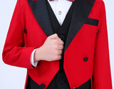Boys red and black wedding Tuxedo ring bearer wedding suit