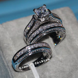 20ct Cz Wedding ring 14KT White Gold Filled 3-in-1 Engagement Wedding Band Ring Set