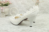 Bling Bridal lace crystal and pearl wedding shoes with ankle strap