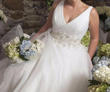 V-neck Organza A-line Wedding Dress  at Bling Brides Bouquet online Bridal Store