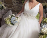 V-neck Organza A-line Wedding Dress  at Bling Brides Bouquet online Bridal Store