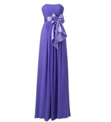 Long Chiffon Strapless Off the Shoulder High Waist With Cute Bow Prom Party
