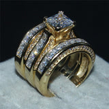 20ct Cz Wedding ring 14KT yellow Gold Filled 3-in-1 Engagement Wedding Band Ring Set
