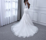 Bling Lace Mermaid V-Neck Wedding dress, Sexy Sleeveless Bridal Gown