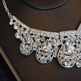 Bling Bridal Jewelry Sets Silver Crystal Tiaras Necklace Earring Set