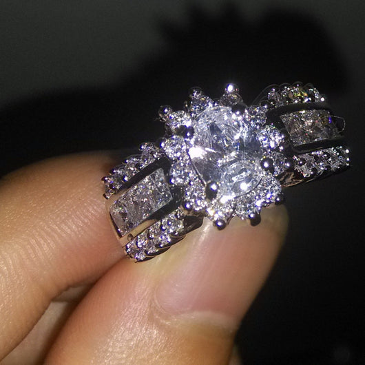 10KT Gold Filled AAA Cubic Zirconia Diamonique Wedding Engagement Ring