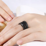 Black Princess Cut Zircon Engagement Ring Set His Her Couple Ring