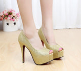 Sparkling rhinestone wedding shoes open toe high-heeled shoes women's party bridal shoes