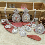 Rhinestone Crystal tiara wedding crown bridal 4 piece jewelry set